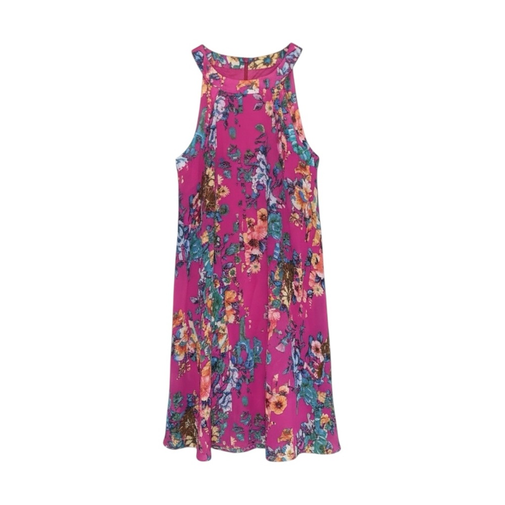 Betsey Johnson Pink Floral‎ A-Line Chiffon Halter Dress Size 2 US Mini
